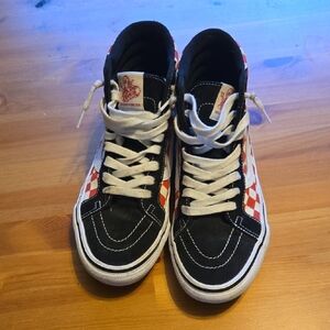 Vans Black and Red High-Top Sneakers